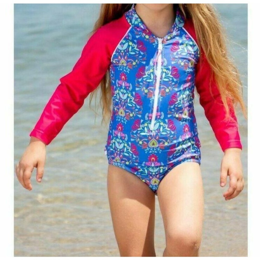 Girls Swimsuit Long Sleeve Frida Print-O-CG2610F-J